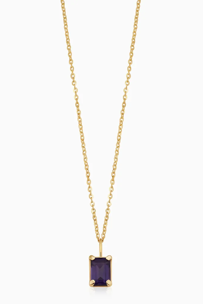 Date Me Birthstone Pendant Necklace in Amethyst