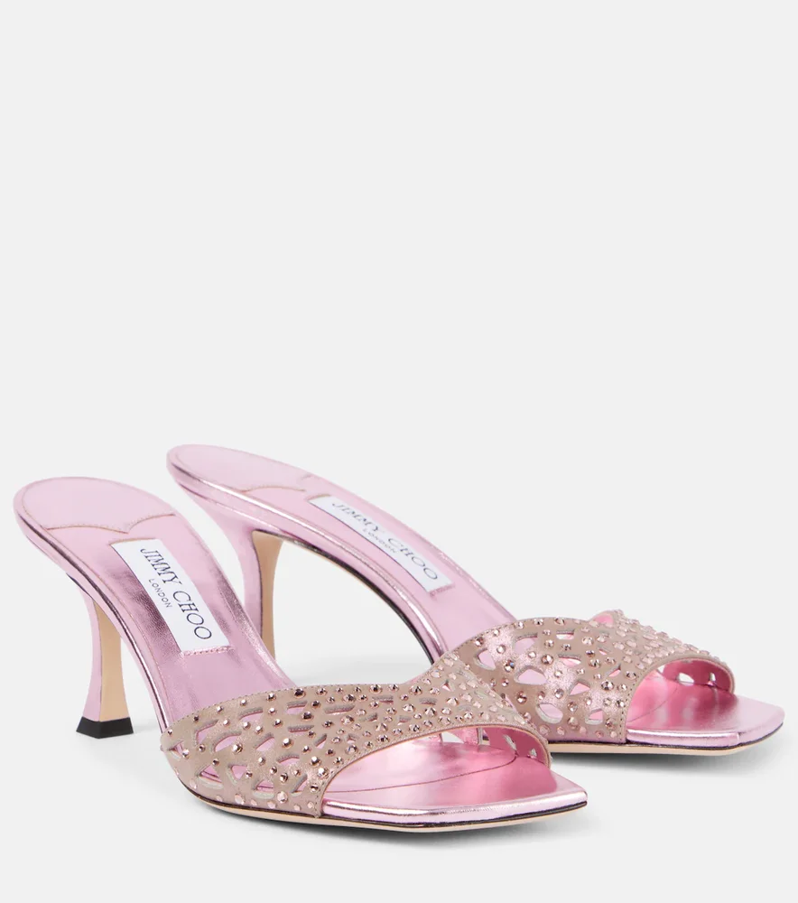 Skye 70 embellished suede mules