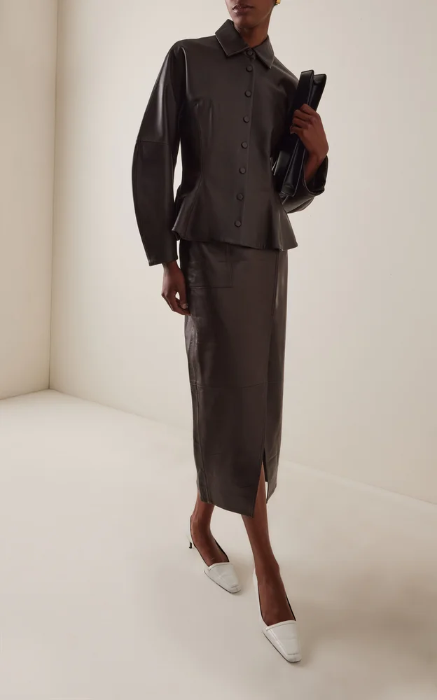 Leather Asymmetrical Pencil Skirt