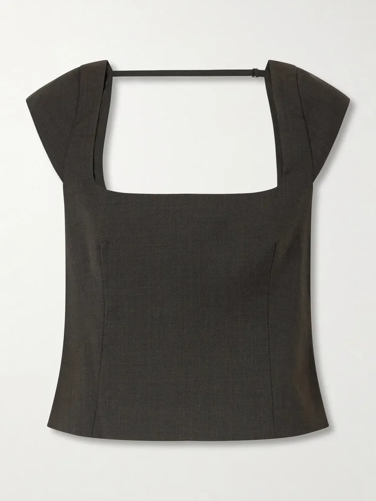 Open-back wool-blend blouse