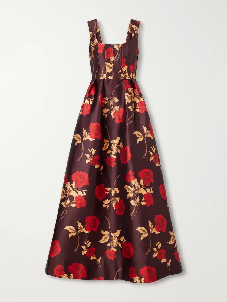 Melora floral-print satin-twill gown