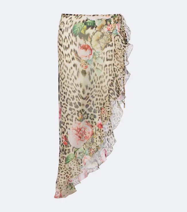 Leopard-print silk beach cover-up