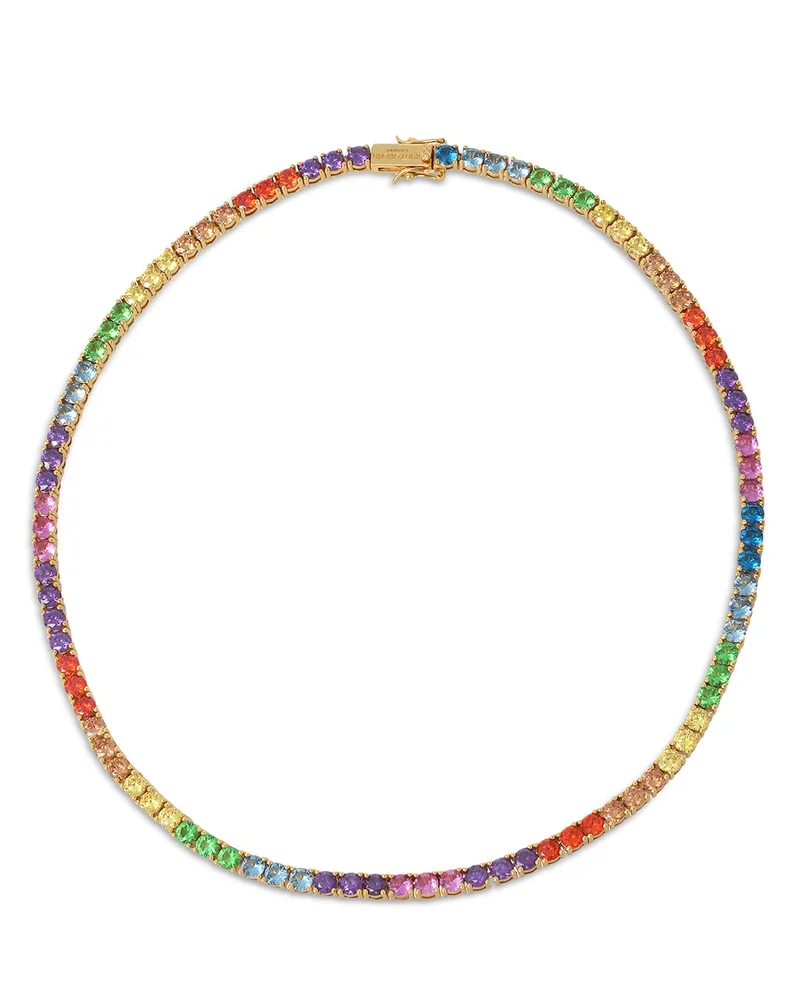 Rainbow Crystal Tennis Necklace, 16"