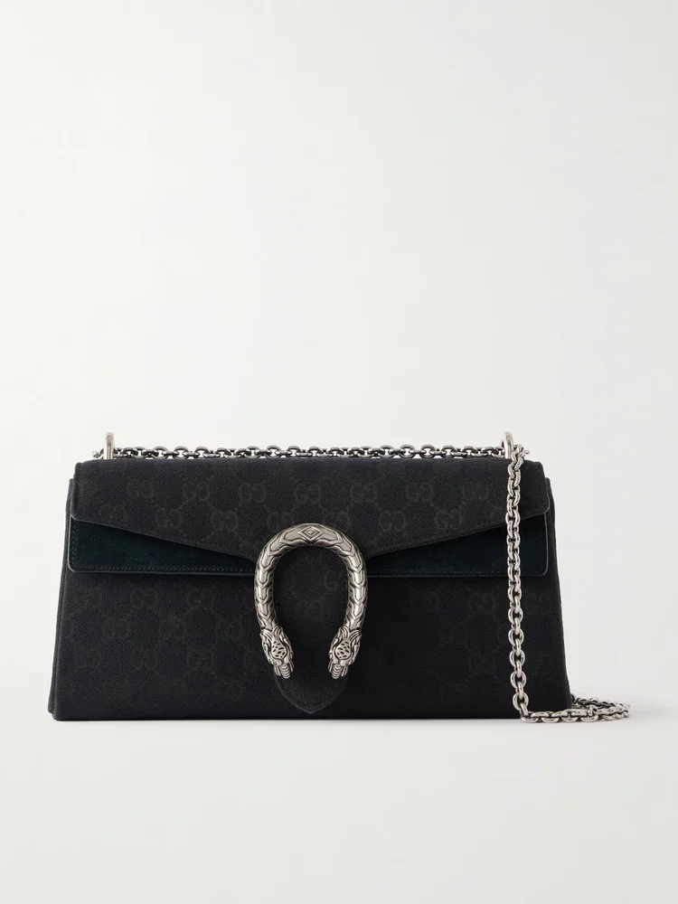 Gucci Dionysus suede-trimmed canvas-jacquard shoulder bag