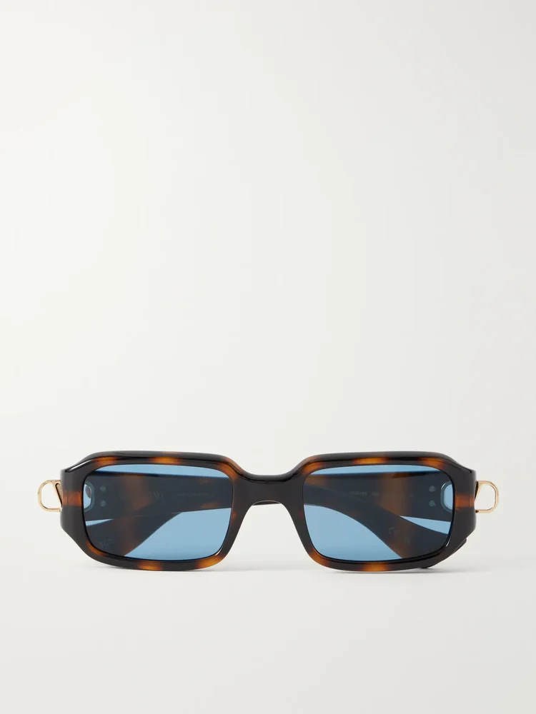 VLogo-embellished square-frame tortoiseshell acetate sunglasses