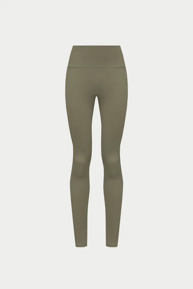EMBLEM SCULPTING STRETCH LEGGINGS - KHAKI