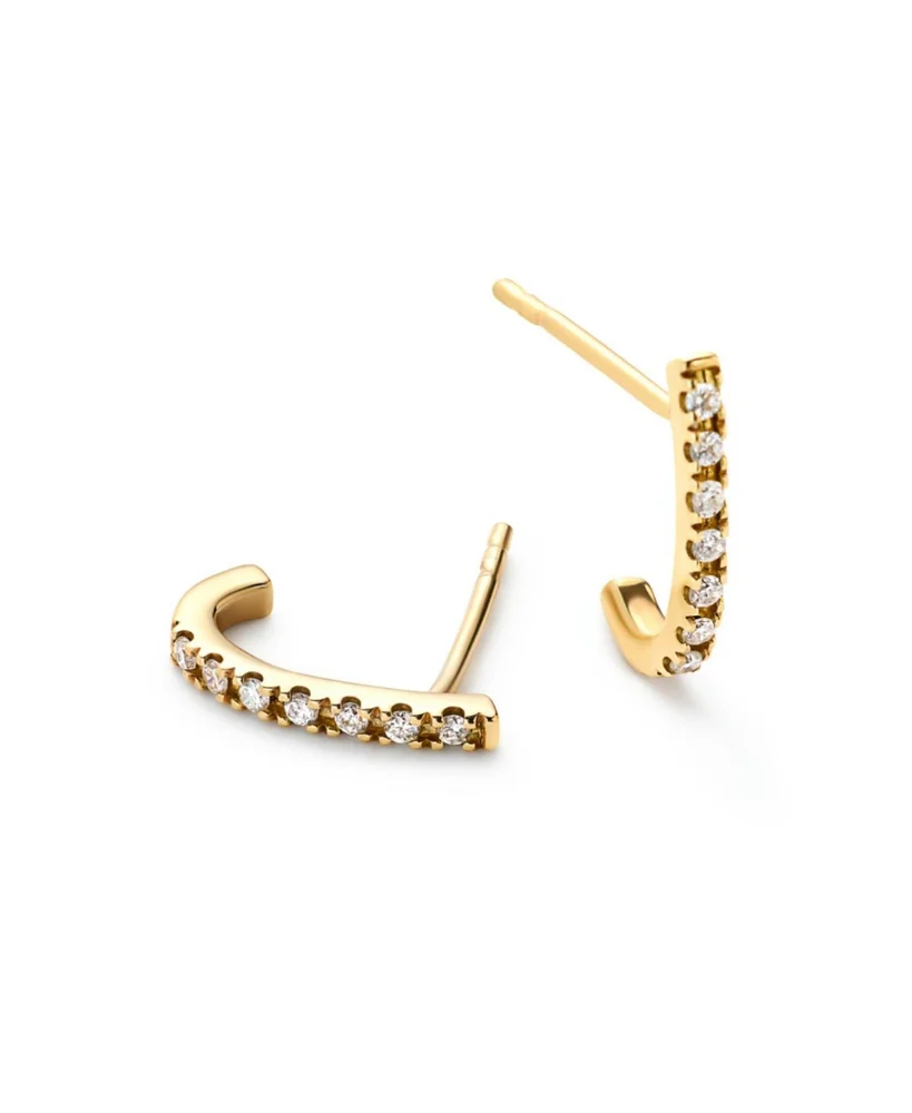 Gold Lab-grown Diamond Huggie Stud Earrings