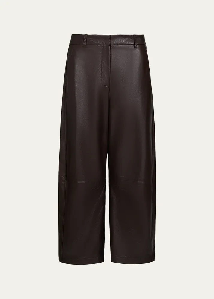 Slouchy Wide-Leg Leather Pants