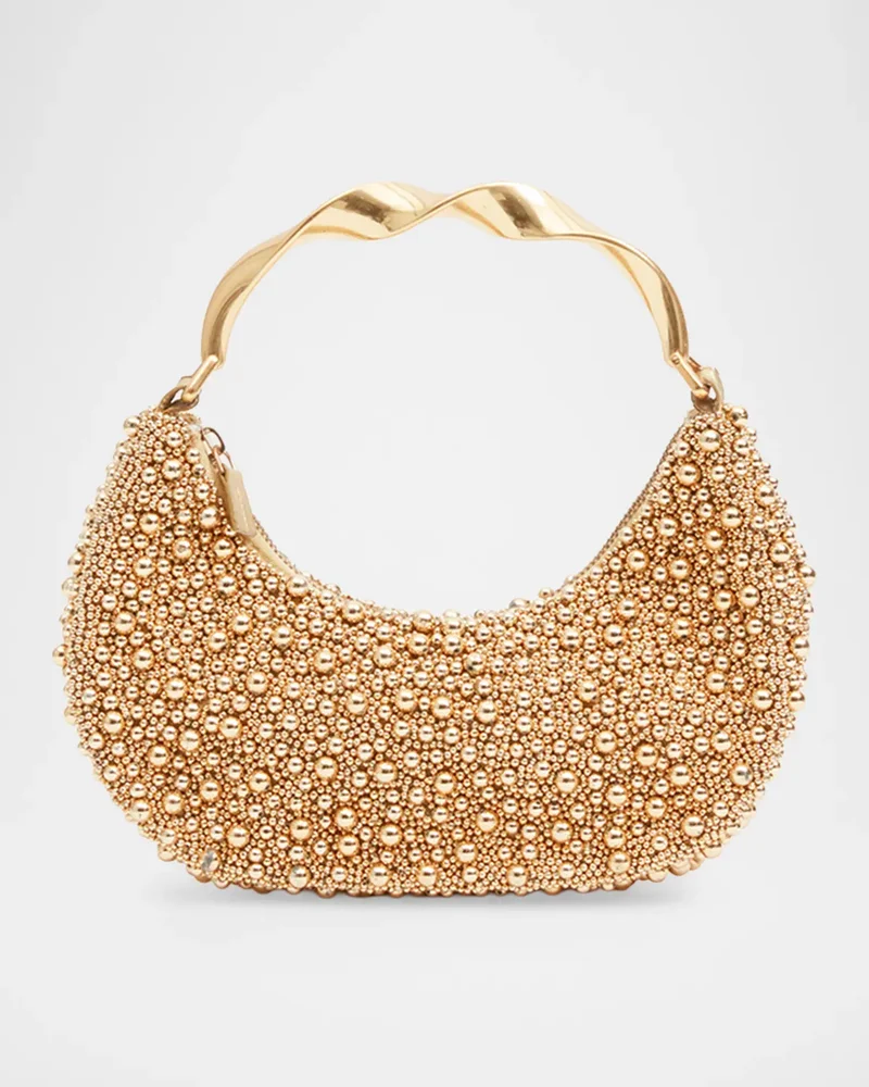 Evelyn Crescent Beaded Top-Handle Bag