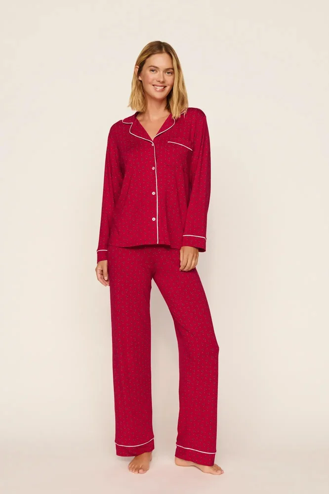 Gisele Printed TENCEL Modal Long PJ Set in Hollyberry