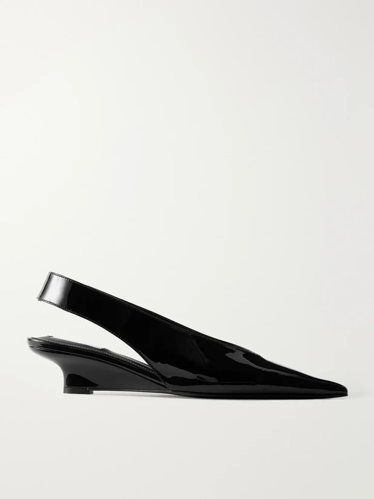 The Wedge Patent Leather Slingback Pumps