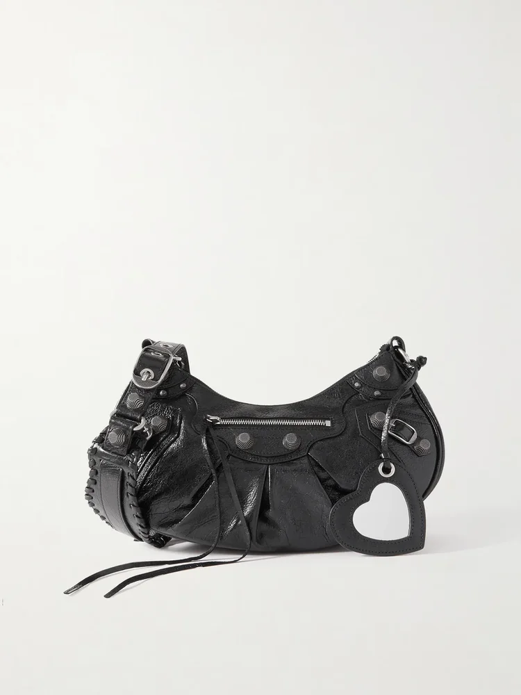 Balenciaga Le Cagole small studded crinkled-leather shoulder bag