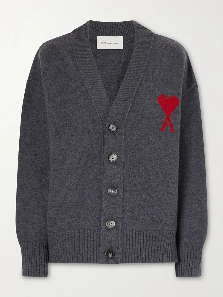 plus net sustain adc intarsia wool cardigan
