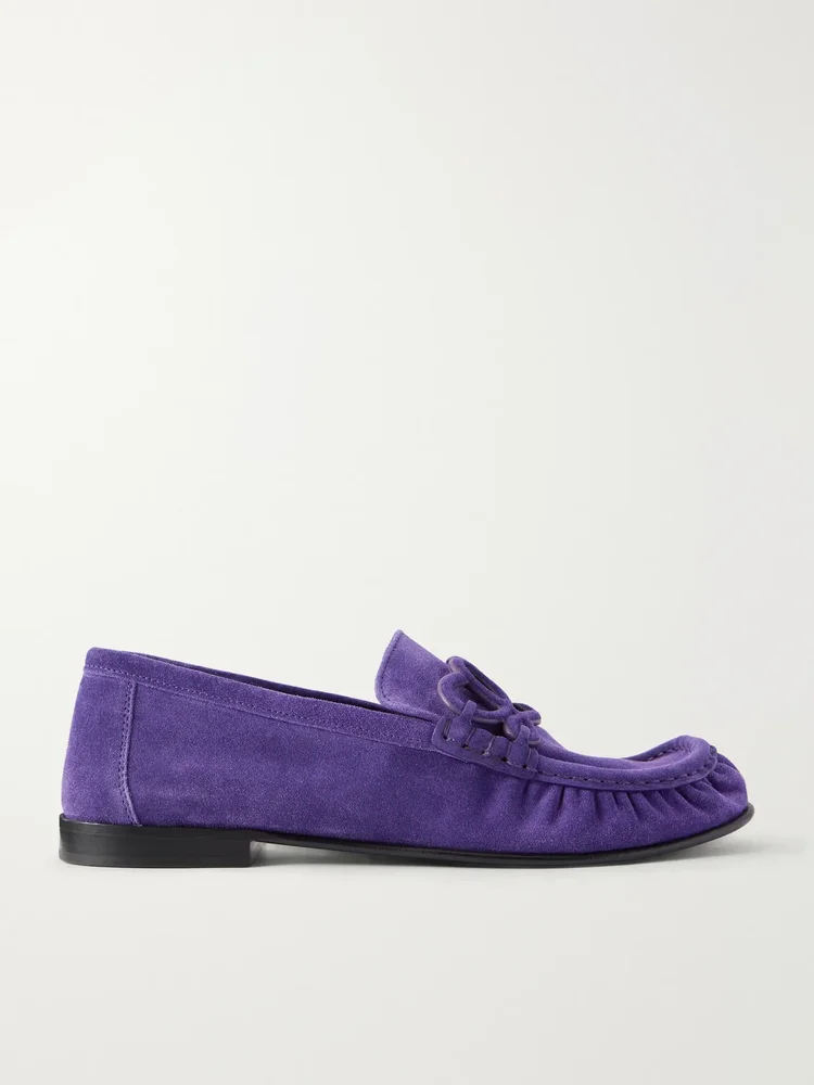 Double L suede loafers