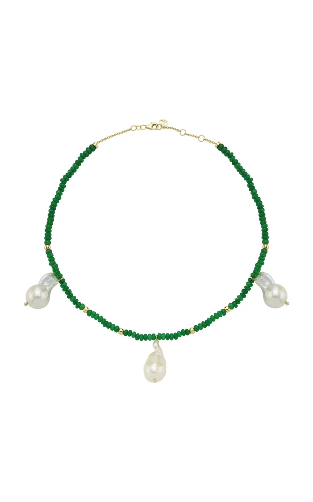 Les Bonbons 14K Yellow Gold Pearl, Jade Necklace