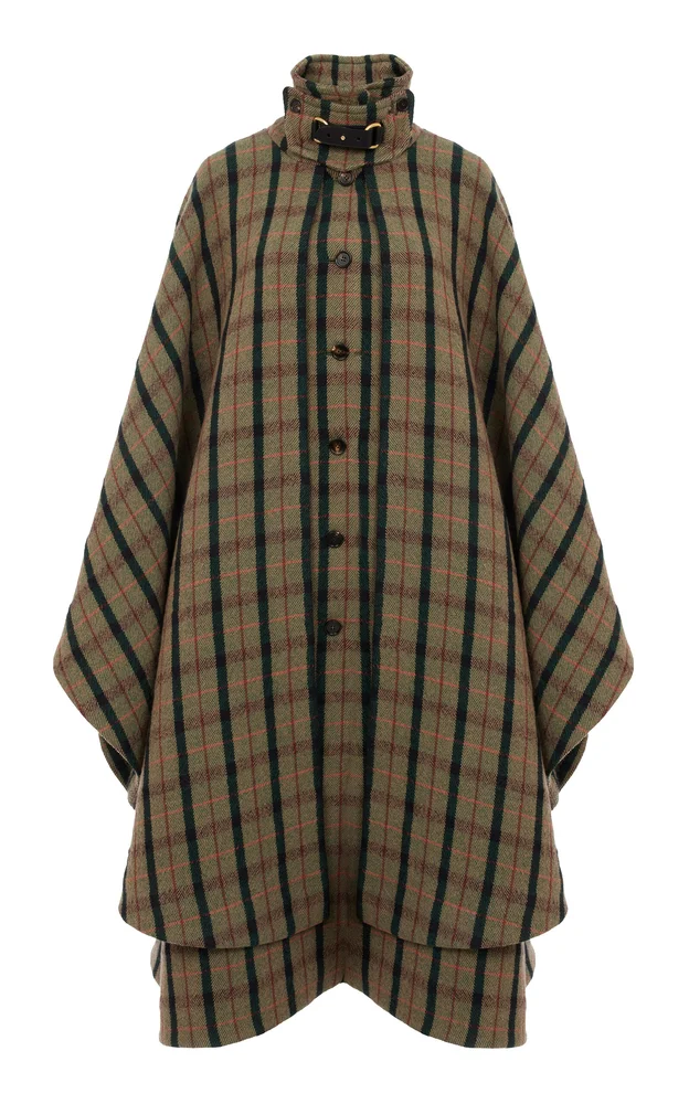 Layered Wool-Blend Long Cape Coat