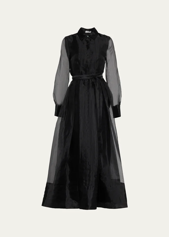 Montgomery Pleated Organza Maxi Shirtdress