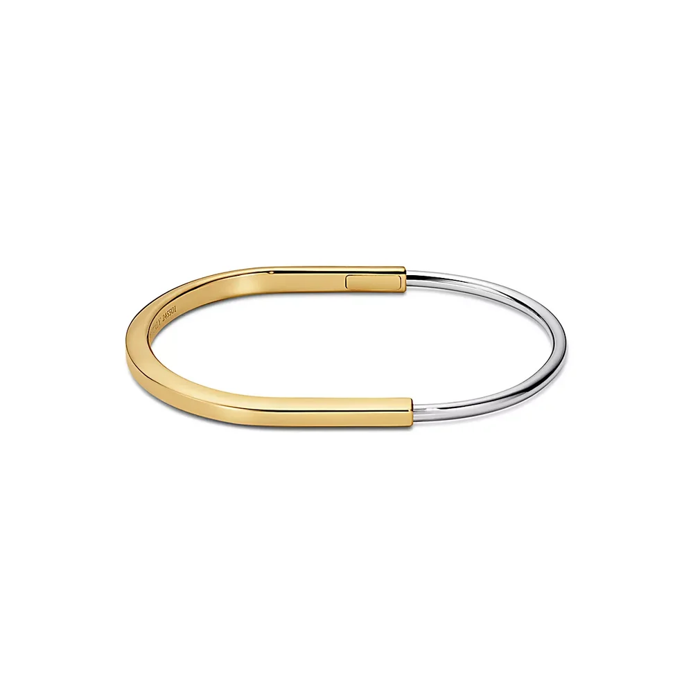 Tiffany Lock Narrow Bangle in Yellow and White Gold