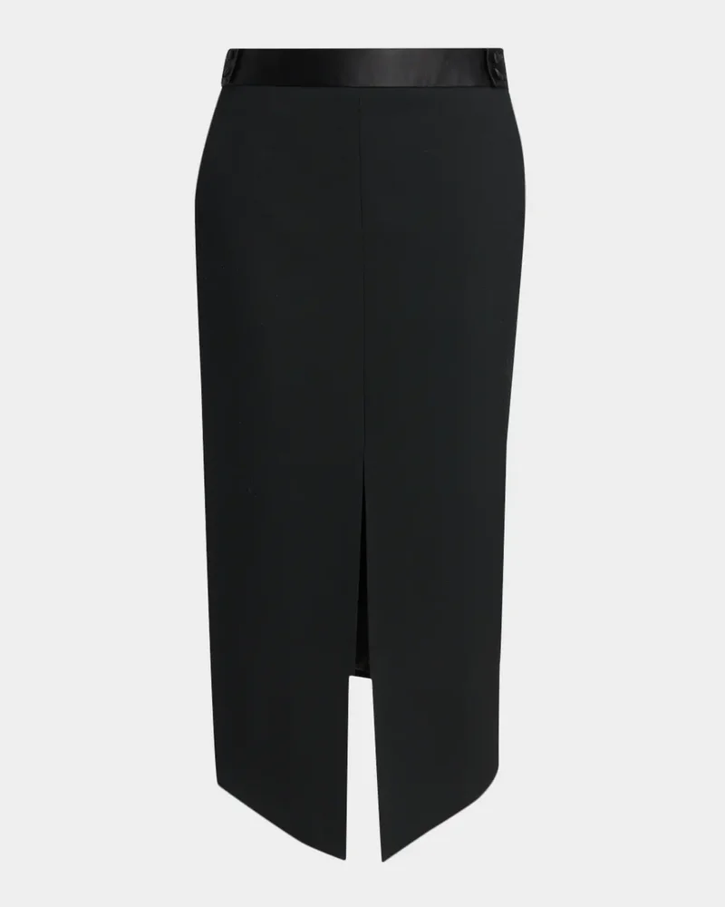 Center-Slit Long Wool Skirt