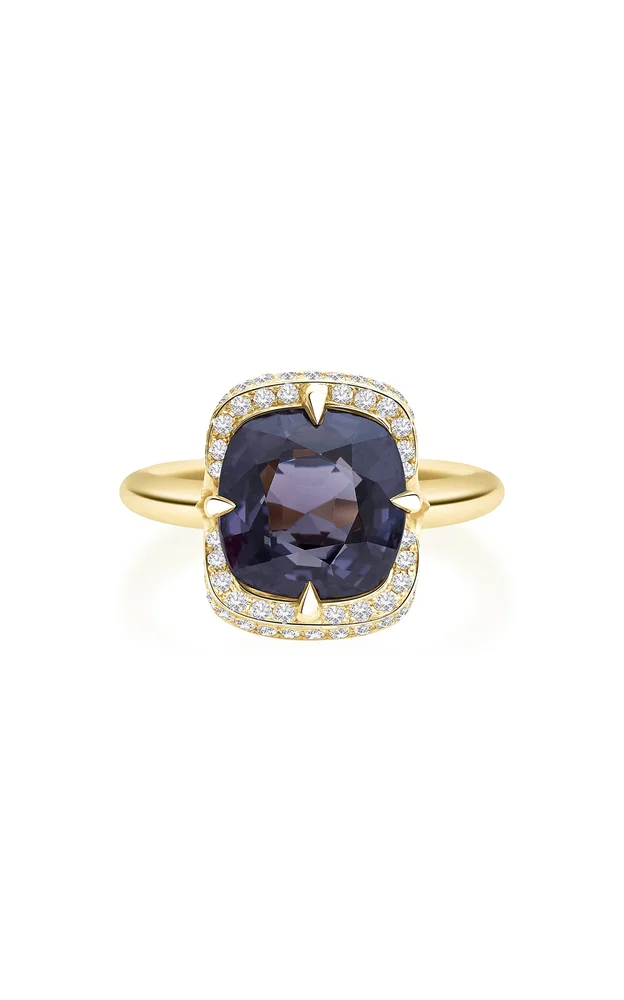 18K Yellow Gold Diamond And Grey Spinel Aurora Ring
