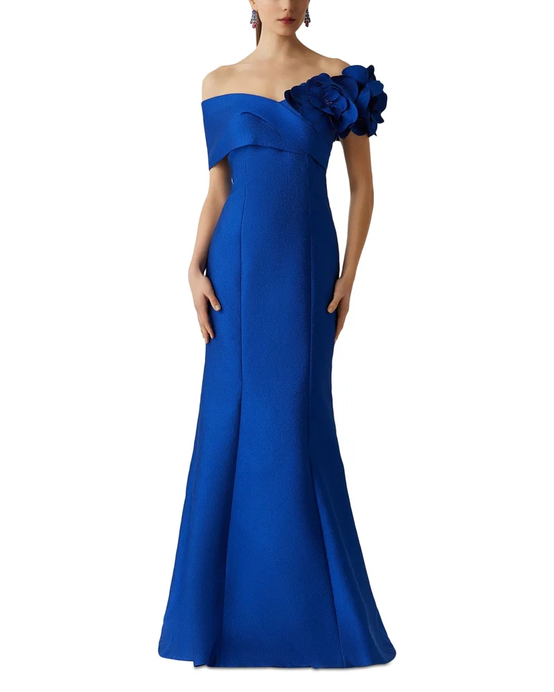 Pebble Jacquard 3D Flower Gown