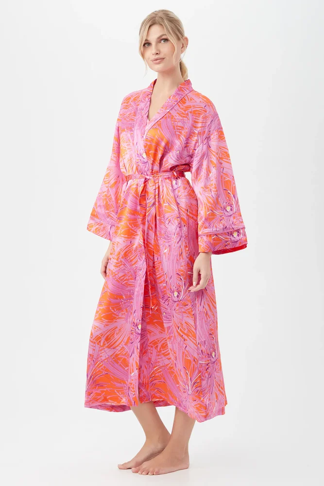 Fuji Mums Women's Long Sleeve Long Silk Robe