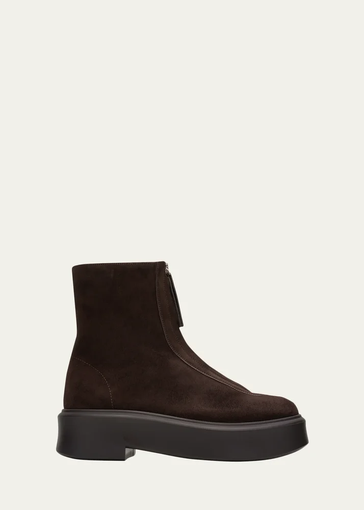 Suede Zip Moto Booties