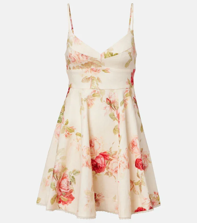 Lucky Picnic floral linen minidress