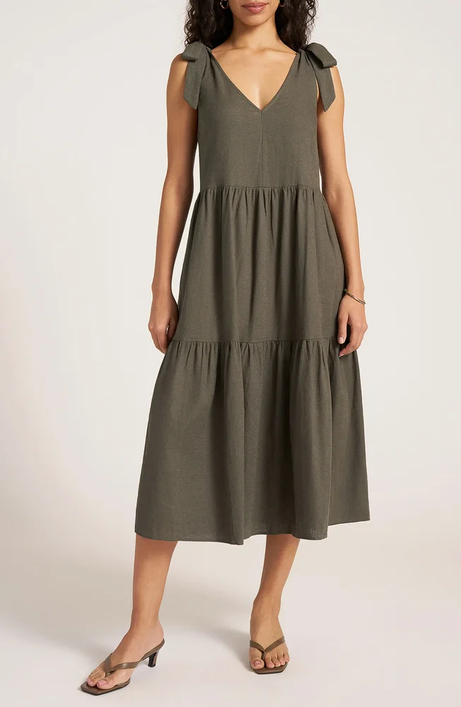 Louisa Shoulder Tie Linen Blend Sundress