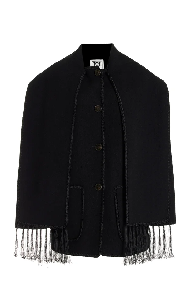 Embriodered Wool-Blend Scarf Jacket