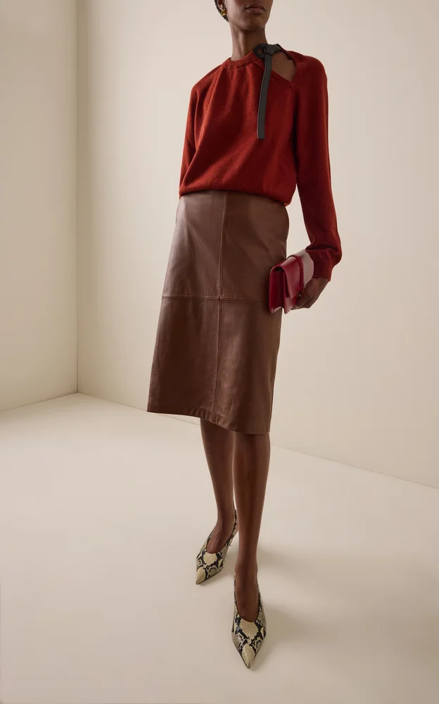 Leather-Detailed Wool-Cashmere Sweater
