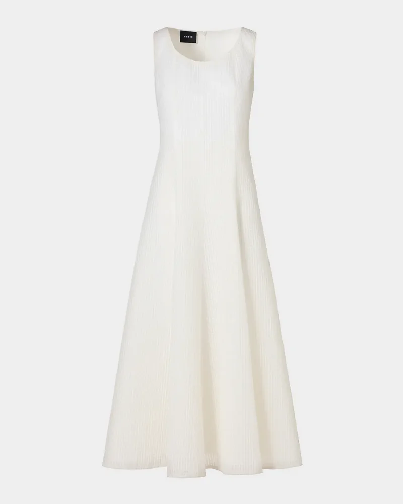 Grid Seersucker Sleeveless Midi Dress
