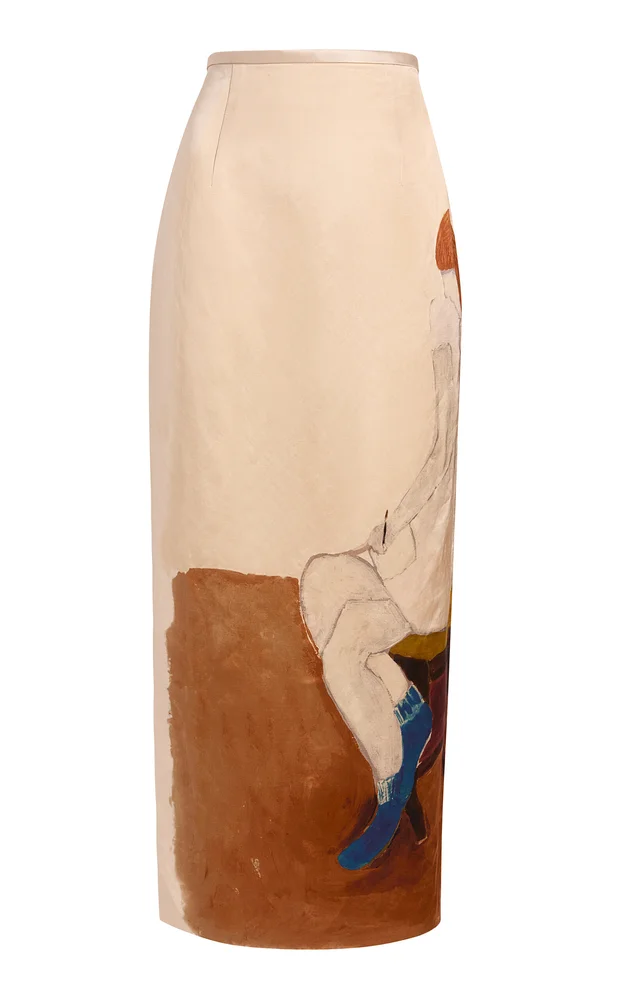 Winton Crushed Satin Midi Skirt