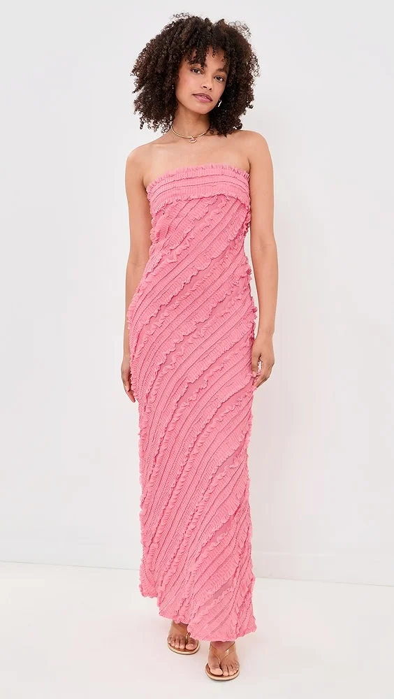 Strapless Ruffled Maxi Dress