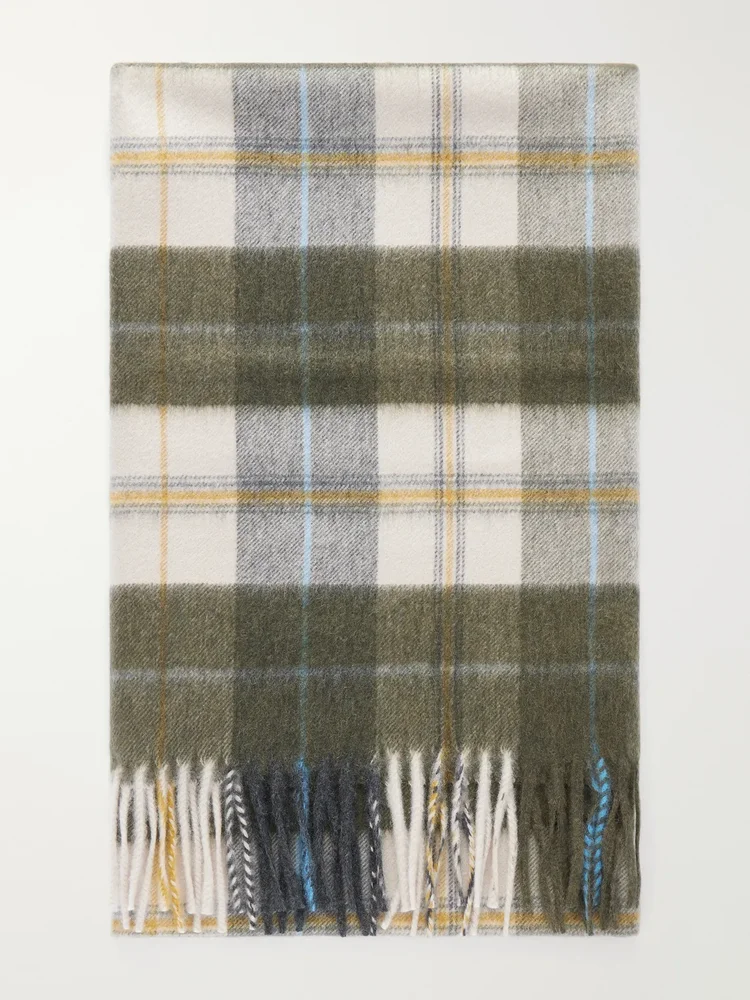 Arran Bennet Fringed Checked Cashmere Scarf