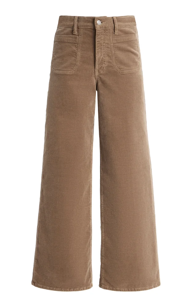 Le Slim Corduroy Mid-Rise Modernist Palazzo Jeans
