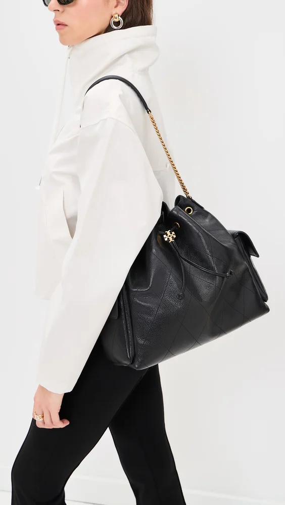 Charlie Quilted Large Drawstring Shoulder Bag