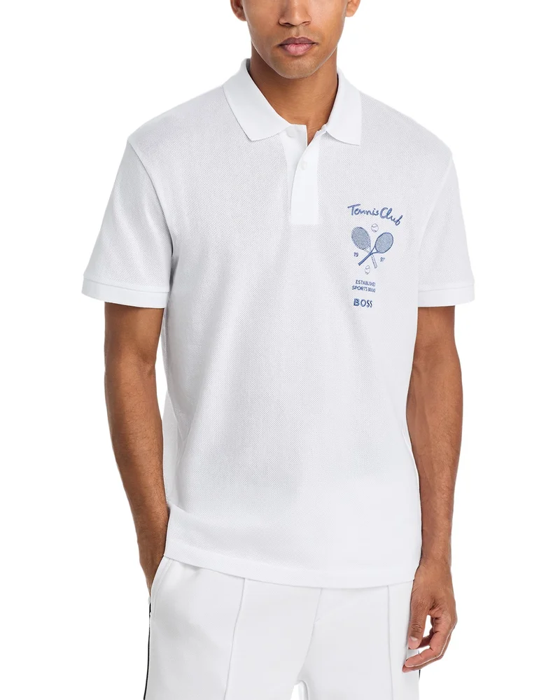 Tennis Member Mesh Logo Graphic Polo Shirt
