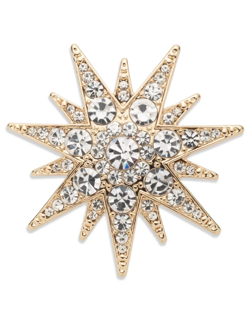 Gold-Tone Crystal Starburst Pin