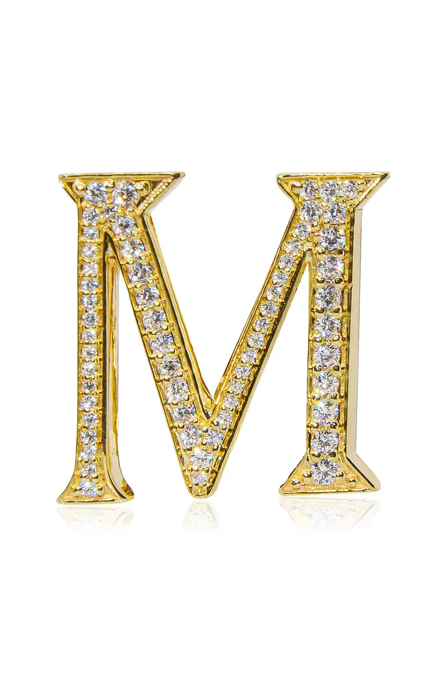 Alphabet 'M' 18K Yellow Gold Diamond Bag Charm