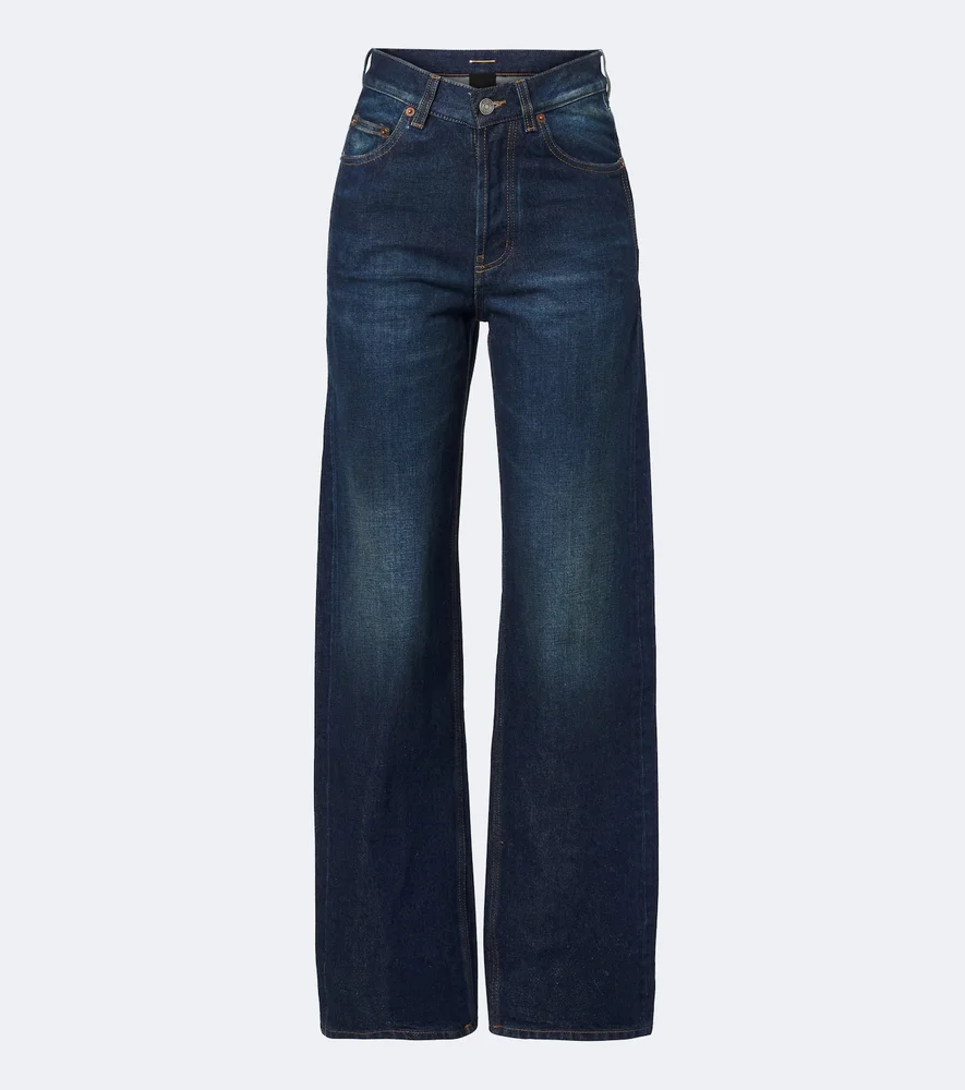 Faded Wide-Leg Jeans