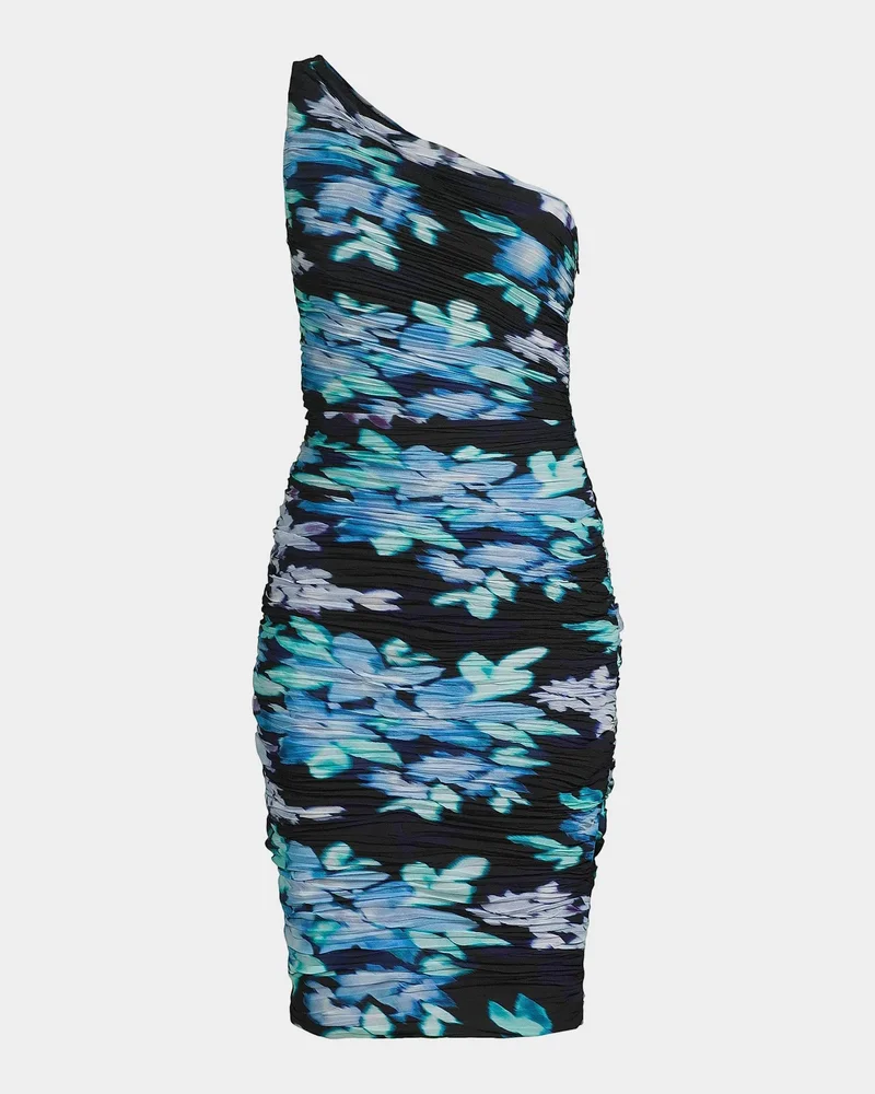 Rosemary Floral Ruched One-Shoulder Midi Dress