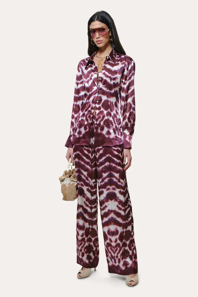 Lila Ikat Silk Button Down