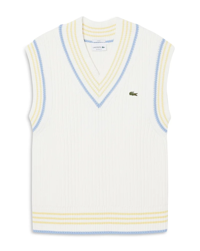 Striped Rib Knit Cotton Sweater Vest