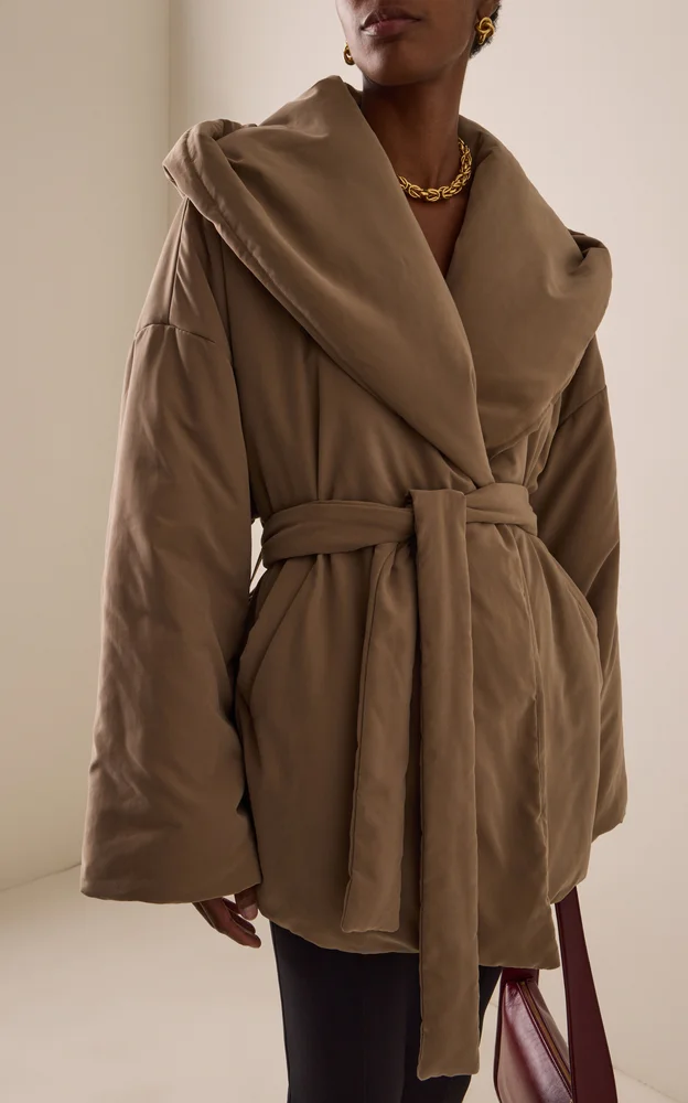 Brushed Hooded Twill Puffer Jacket