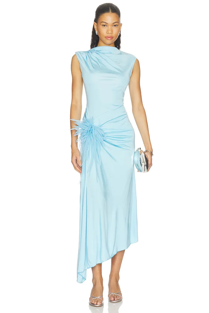 Cactus Dahlia Embroidered Draped Dress