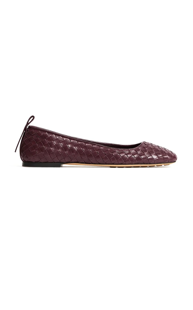 Charlotte Intrecciato Leather Ballerina Flats