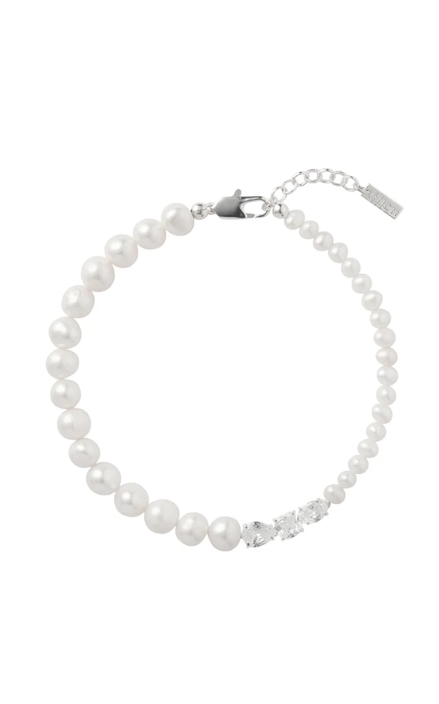 Branca Branca Sterling Silver Pearl And Crystal Anklet