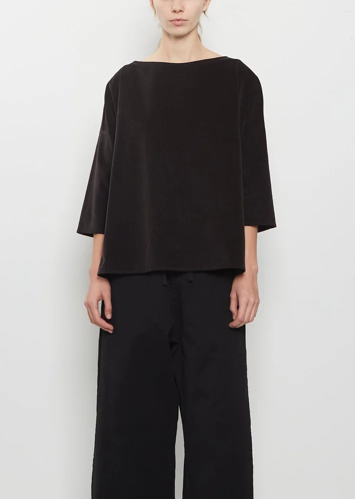 Velvet Boatneck Top — Brown