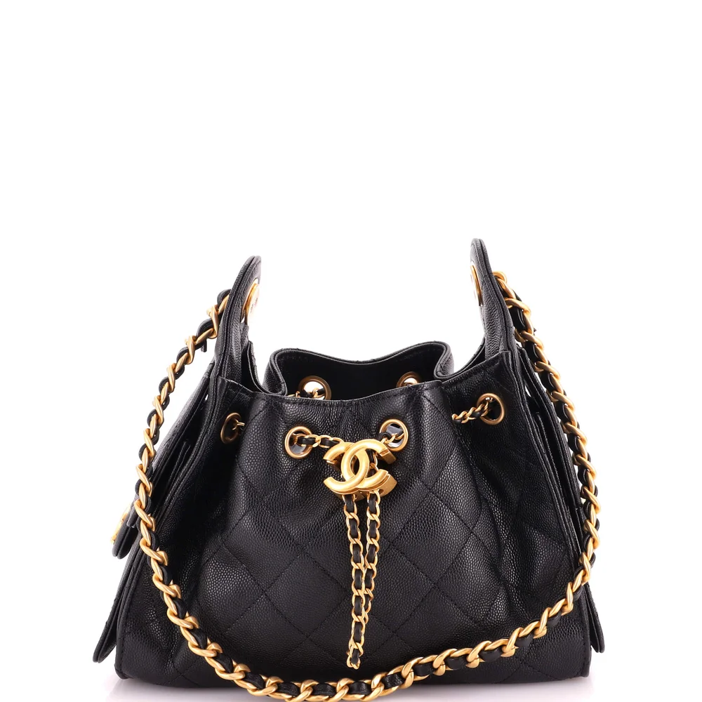 Pre-Owned 25 Hobo Bag Quilted Caviar Mini in Black, Aged Gold Hardware, Pristine Condition